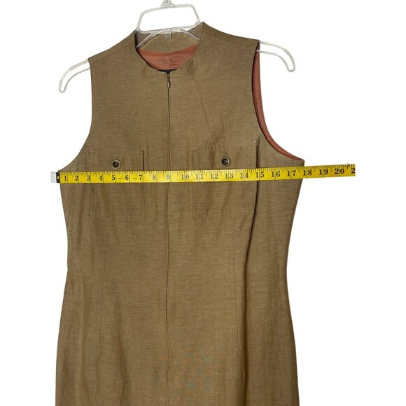 Laundry By Shelli Segal Sleeveless Silk Linen Dress With Button Pockets Size  10 - Picture 6 of 11